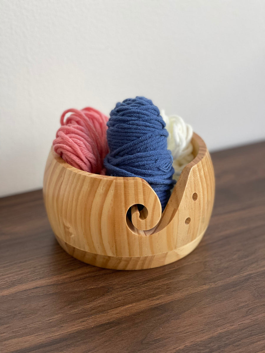 Unfinished Pine Wood Wood Yarn Bowl