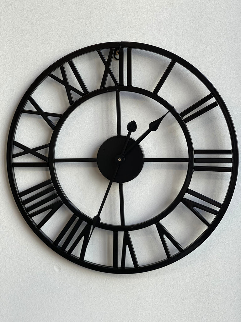 Craft Boutique - Black Roman Numeral Clock, Rustic Clock With Roman Nu ...